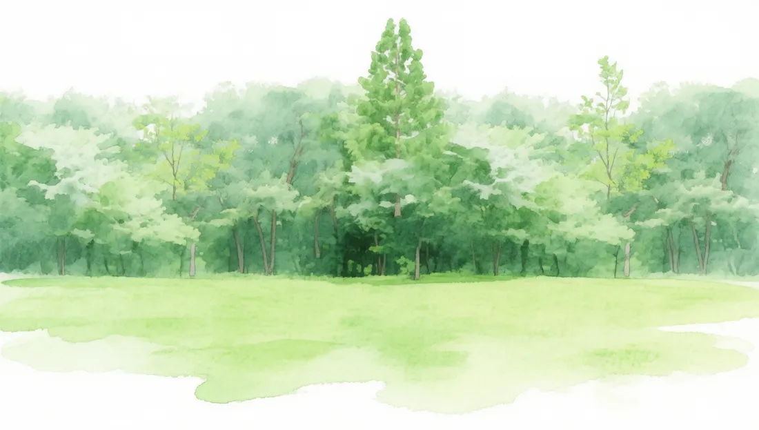 婚礼户外仪式区场景 — 森林草坪淡彩水彩背景